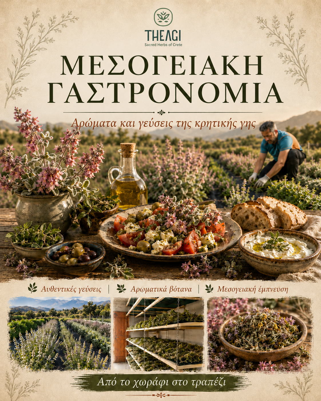 Theagi Μεσογειακή Γαστρονομία — Ρίγανη και Θυμάρι από τα βουνά της Κρήτης